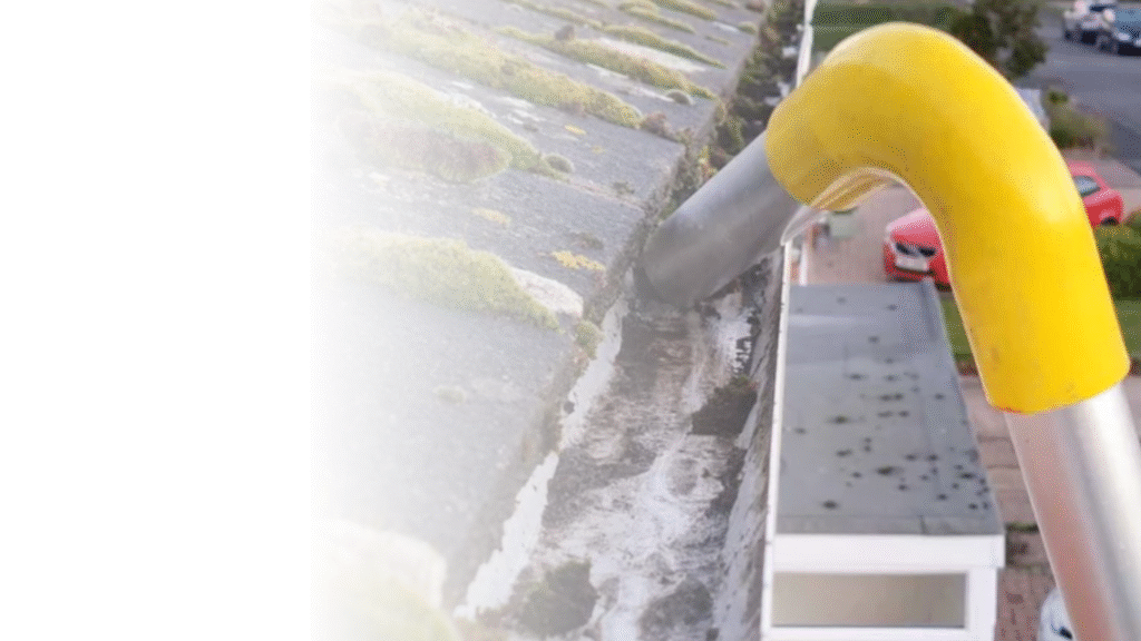 An image of a gutter vacuum cleaning all the moss on gutter