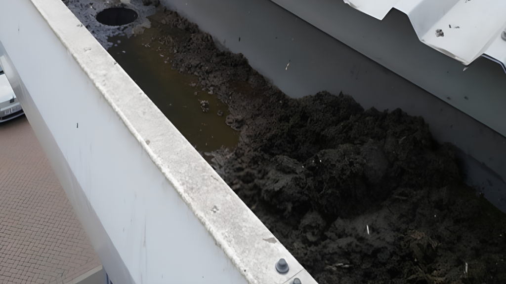Blocked warehouse gutter